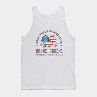 4th of July Dispatcher Gift for 911 Thin Gold Line First Responders Tank Top